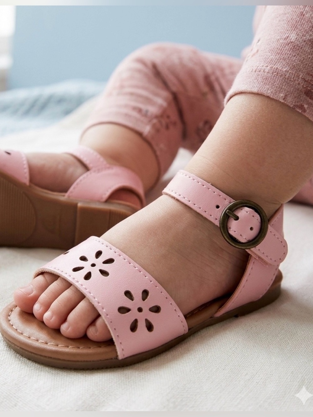 Old Navy Light Pink Faux-Leather Perforated Sandals for Toddler Girls
